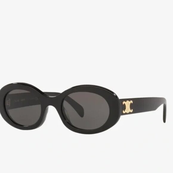 Celine Triomphe Black Sunglasses Oval - Picture 1 of 11